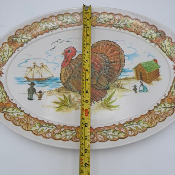 Vintage Turkey Platter Thanksgiving Melamine 21"x15" - Picture 5 of 7